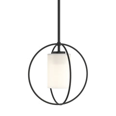 Hubbardton Forge Rhythm Mini Pendant Light, 11.2" Height, Adjustable, Seeded Glass, Steel Design