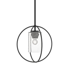 Hubbardton Forge Rhythm Mini Pendant Light, 11.2" Height, Adjustable, Seeded Glass, Steel Design