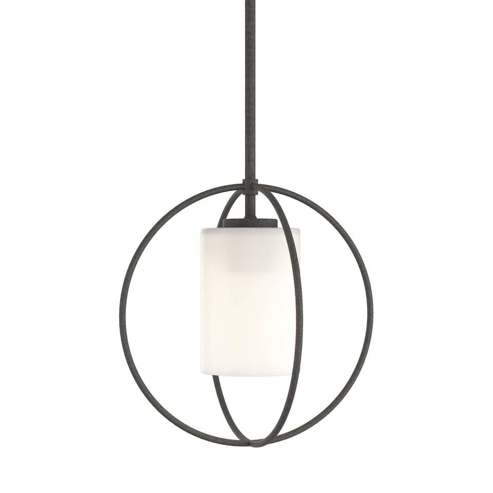 Hubbardton Forge Rhythm Mini Pendant Light, 11.2" Height, Adjustable, Seeded Glass, Steel Design