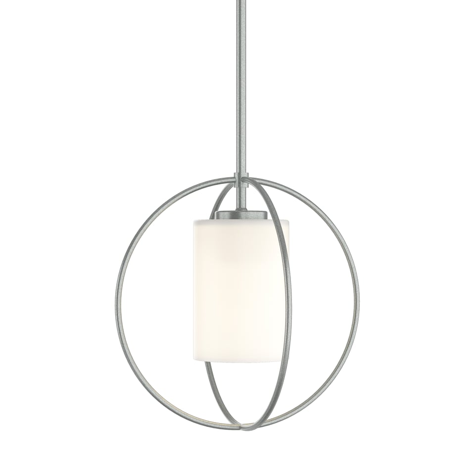 Hubbardton Forge Rhythm Mini Pendant Light, 11.2" Height, Adjustable, Seeded Glass, Steel Design