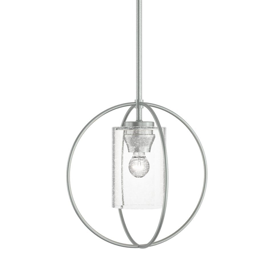 Hubbardton Forge Rhythm Mini Pendant Light, 11.2" Height, Adjustable, Seeded Glass, Steel Design