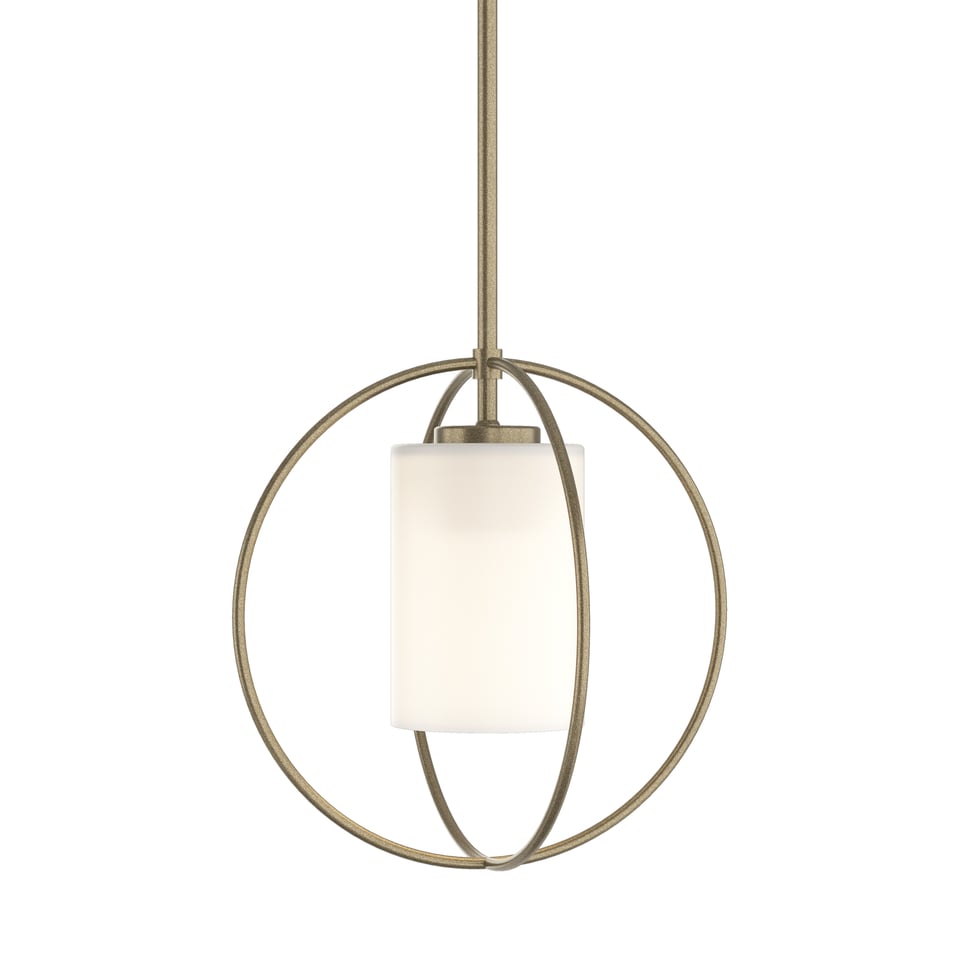 Hubbardton Forge Rhythm Mini Pendant Light, 11.2" Height, Adjustable, Seeded Glass, Steel Design