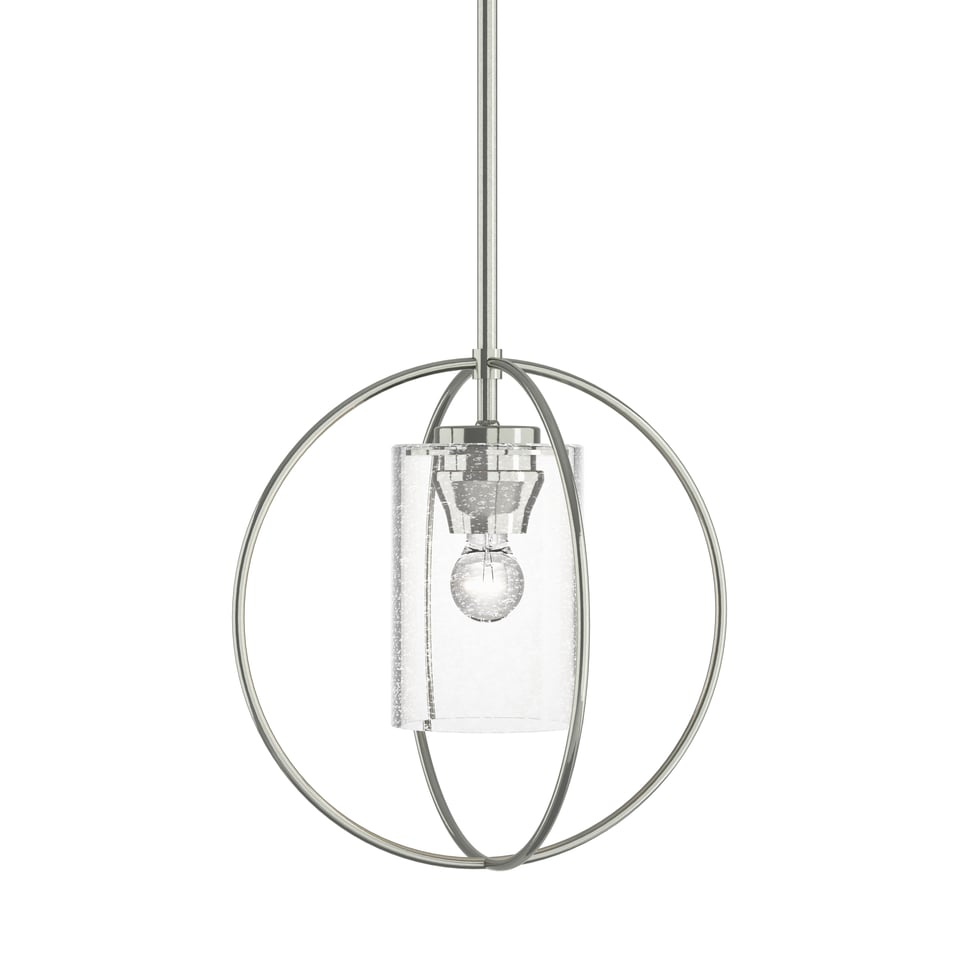 Hubbardton Forge Rhythm Mini Pendant Light, 11.2" Height, Adjustable, Seeded Glass, Steel Design