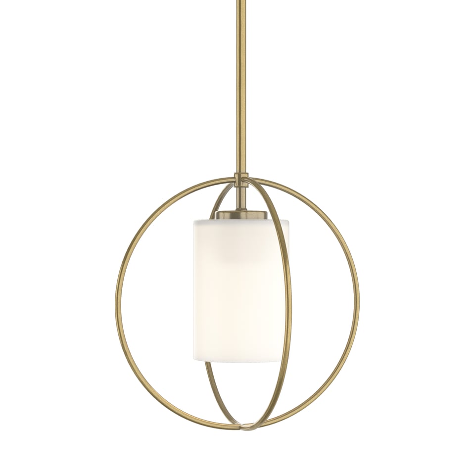 Hubbardton Forge Rhythm Mini Pendant Light, 11.2" Height, Adjustable, Seeded Glass, Steel Design