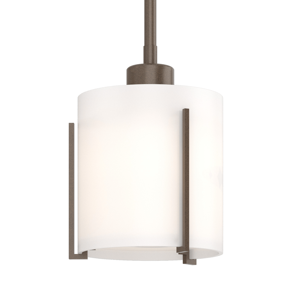 Exos Small Mini Pendant Light by Hubbardton Forge, Opal Glass, Dimmable, Adjustable Height, 100W Max