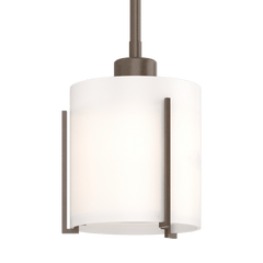 Exos Small Mini Pendant Light by Hubbardton Forge, Opal Glass, Dimmable, Adjustable Height, 100W Max