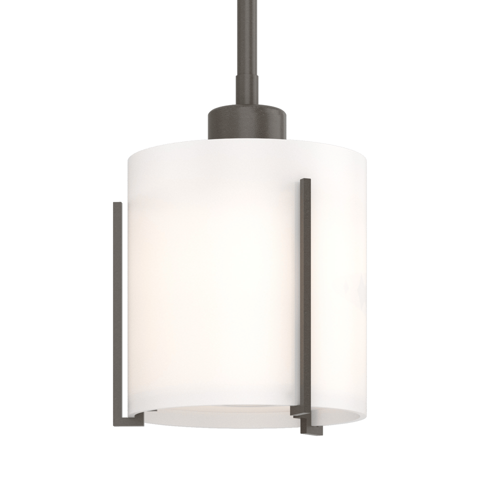 Exos Small Mini Pendant Light by Hubbardton Forge, Opal Glass, Dimmable, Adjustable Height, 100W Max