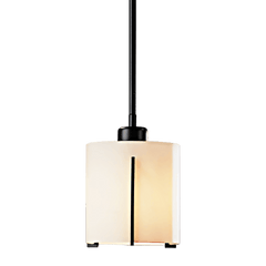 Exos Small Mini Pendant Light by Hubbardton Forge, Opal Glass, Dimmable, Adjustable Height, 100W Max