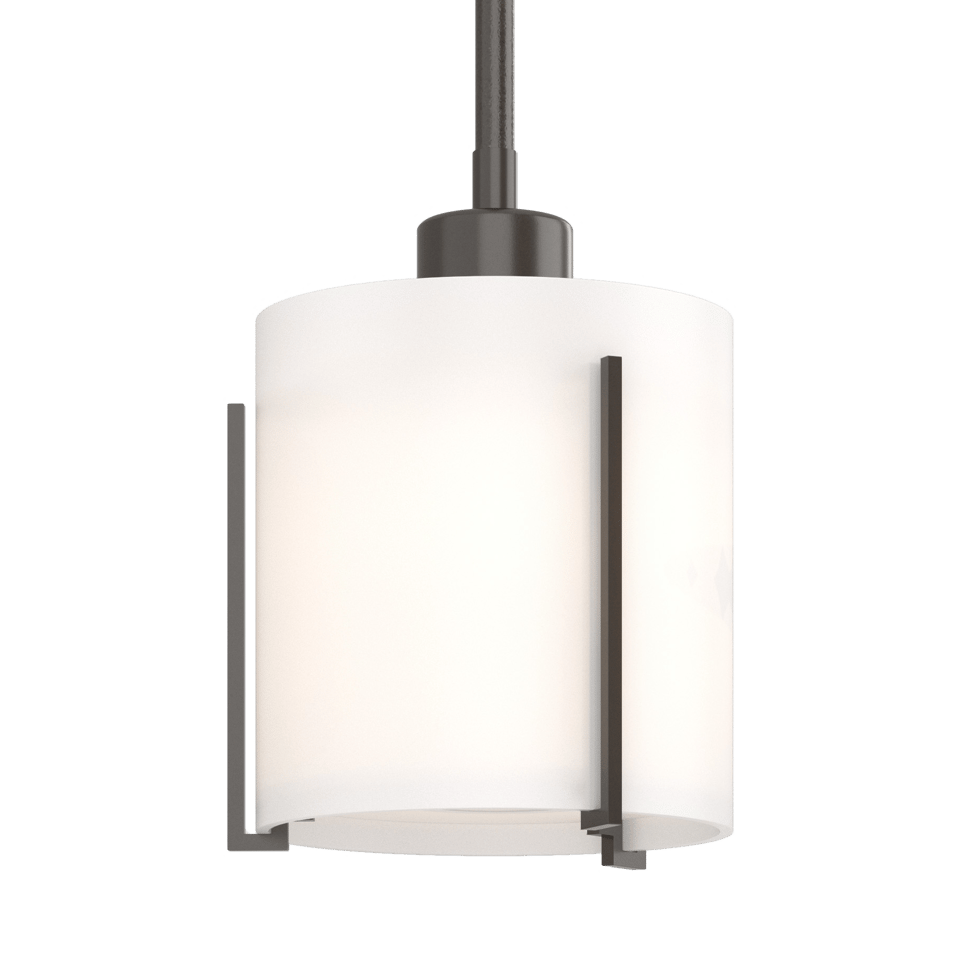 Exos Small Mini Pendant Light by Hubbardton Forge, Opal Glass, Dimmable, Adjustable Height, 100W Max