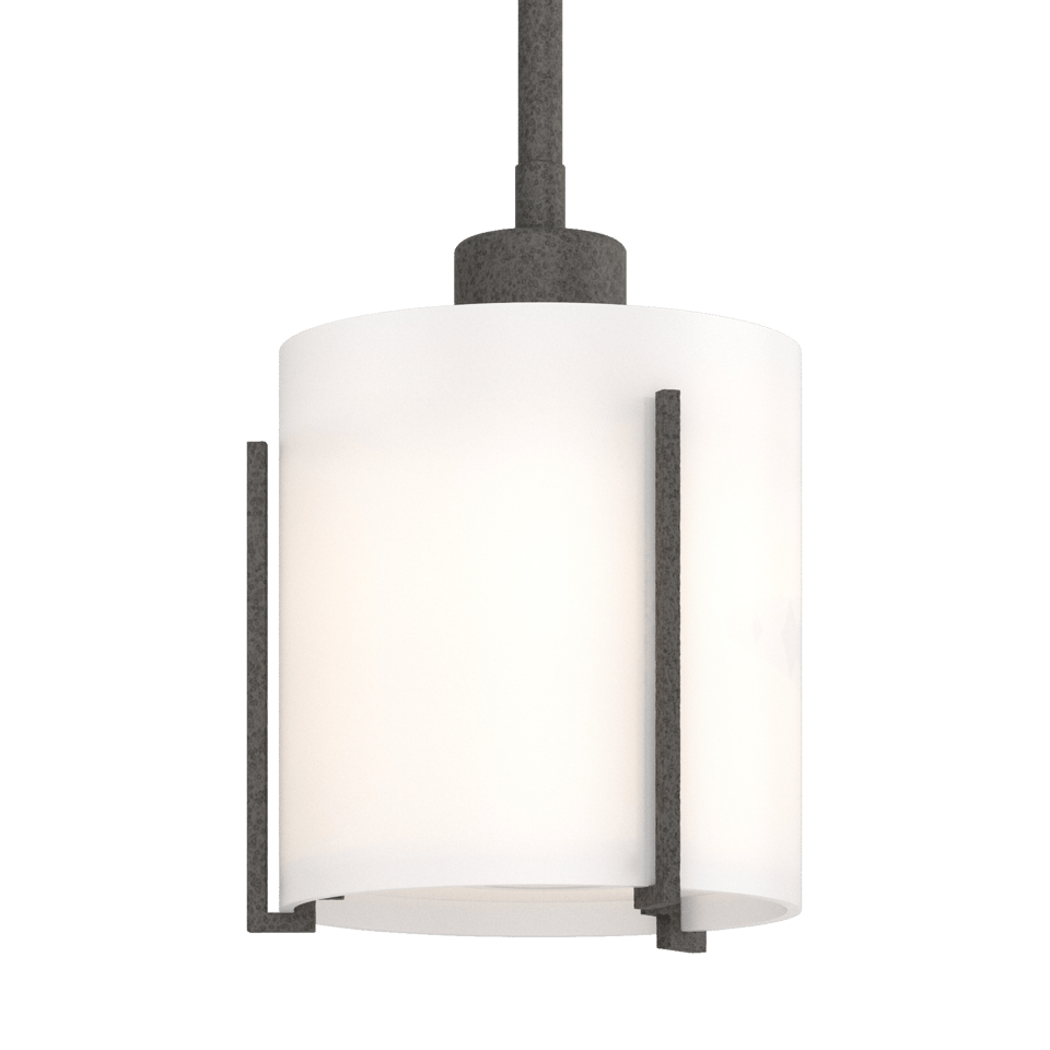 Exos Small Mini Pendant Light by Hubbardton Forge, Opal Glass, Dimmable, Adjustable Height, 100W Max