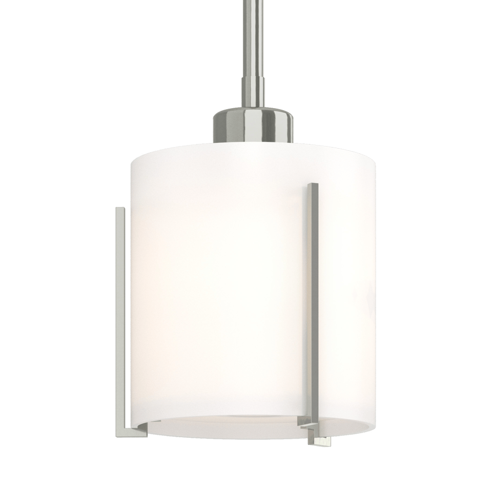 Exos Small Mini Pendant Light by Hubbardton Forge, Opal Glass, Dimmable, Adjustable Height, 100W Max