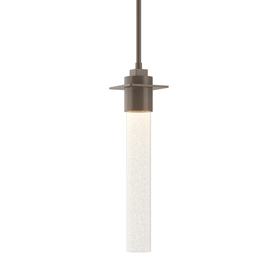 Airis Small Mini Pendant Light by Hubbardton Forge, 17.1" High, Dimmable, Clear Seeded Glass, Various Finishes