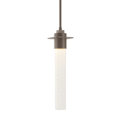 Airis Small Mini Pendant Light by Hubbardton Forge, 17.1" High, Dimmable, Clear Seeded Glass, Various Finishes