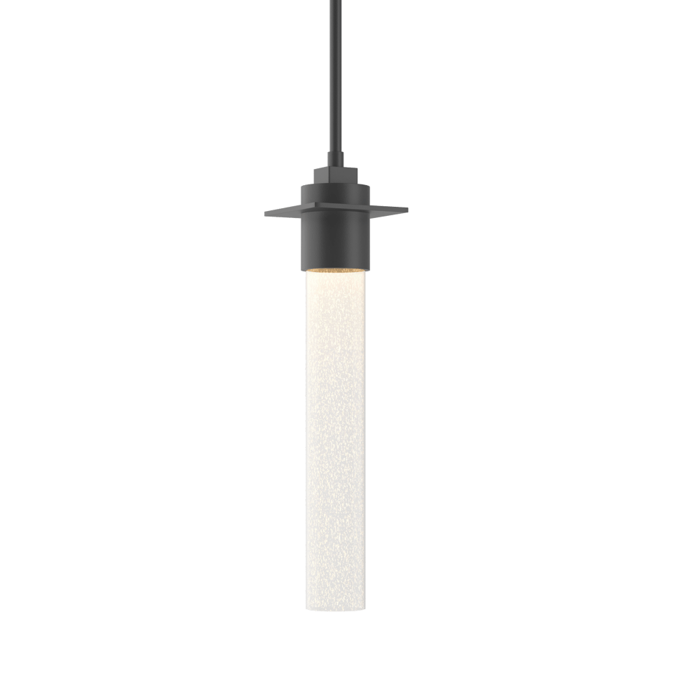 Airis Small Mini Pendant Light by Hubbardton Forge, 17.1" High, Dimmable, Clear Seeded Glass, Various Finishes