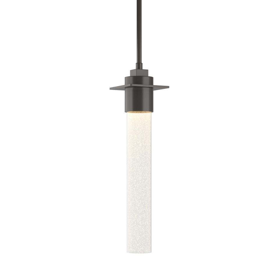 Airis Small Mini Pendant Light by Hubbardton Forge, 17.1" High, Dimmable, Clear Seeded Glass, Various Finishes