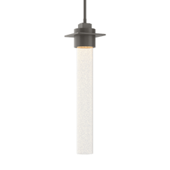 Airis Medium Mini Pendant Light by Hubbardton Forge, 1-Light Clear Seeded Glass, UL Damp Rated, Custom Finishes