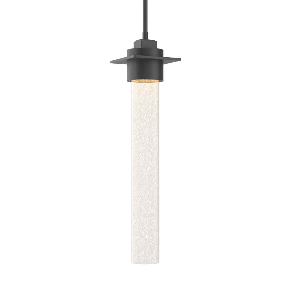 Airis Medium Mini Pendant Light by Hubbardton Forge, 1-Light Clear Seeded Glass, UL Damp Rated, Custom Finishes