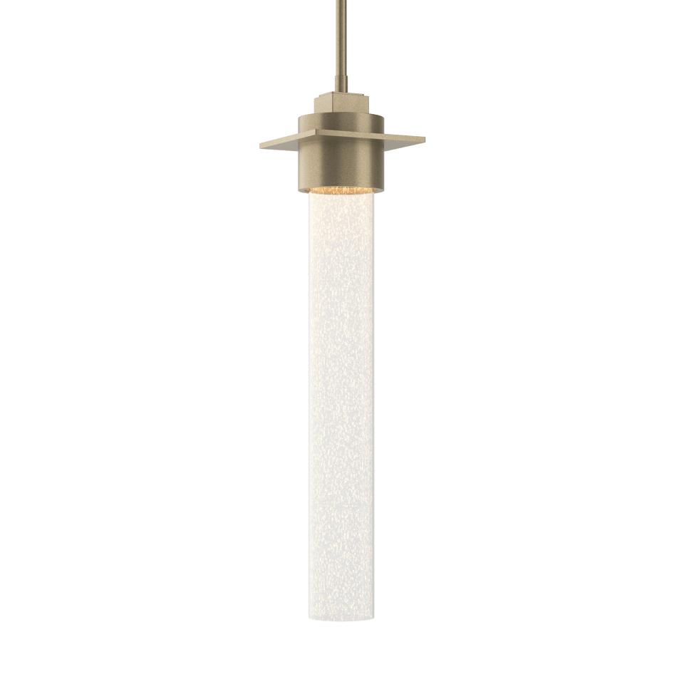 Airis Medium Mini Pendant Light by Hubbardton Forge, 1-Light Clear Seeded Glass, UL Damp Rated, Custom Finishes