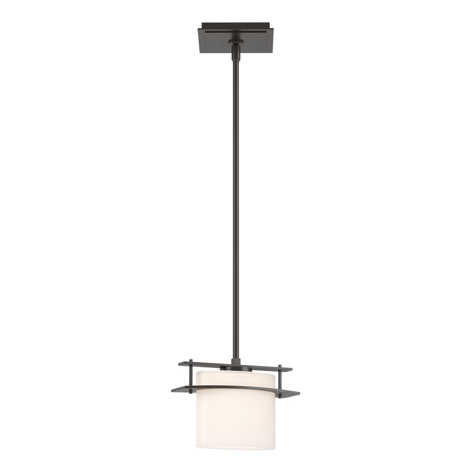 Arc Ellipse Mini Pendant Light by Hubbardton Forge – Dimmable, Handcrafted Steel & Opal Glass, Adjustable Height