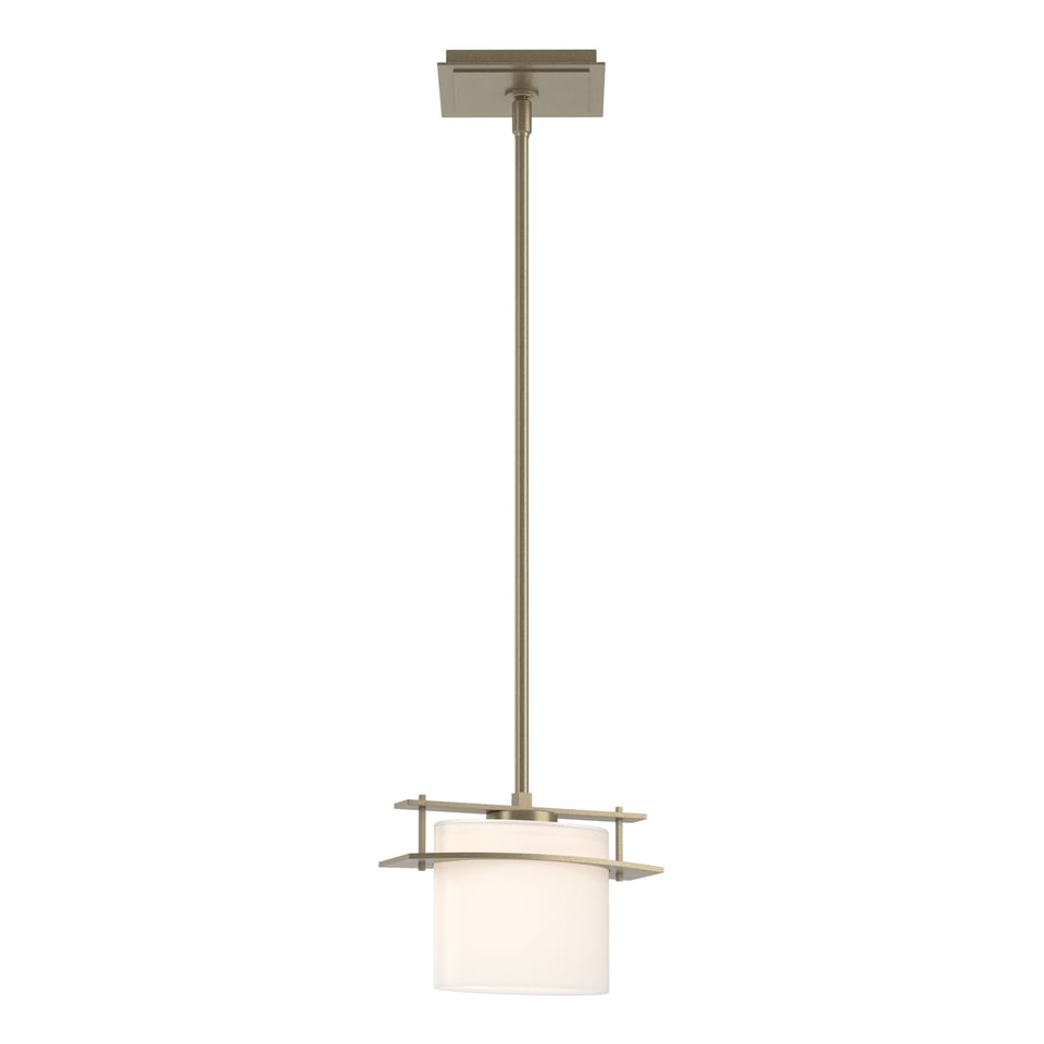 Arc Ellipse Mini Pendant Light by Hubbardton Forge – Dimmable, Handcrafted Steel & Opal Glass, Adjustable Height