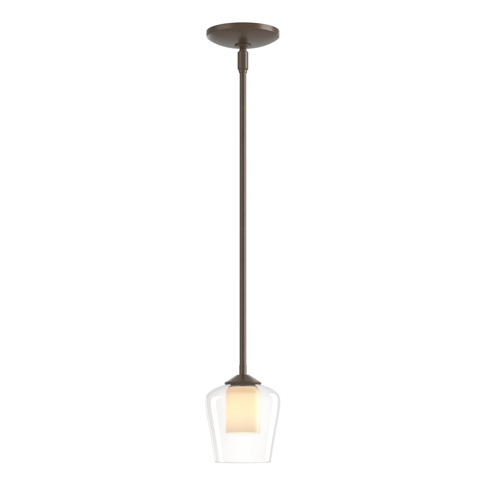 Hubbardton Forge Simple Mini Pendant Light, Handcrafted with Curved Glass, Adjustable 8.7" to 53.7" Höhe