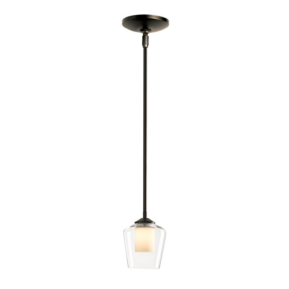 Hubbardton Forge Simple Mini Pendant Light, Handcrafted with Curved Glass, Adjustable 8.7" to 53.7" Höhe