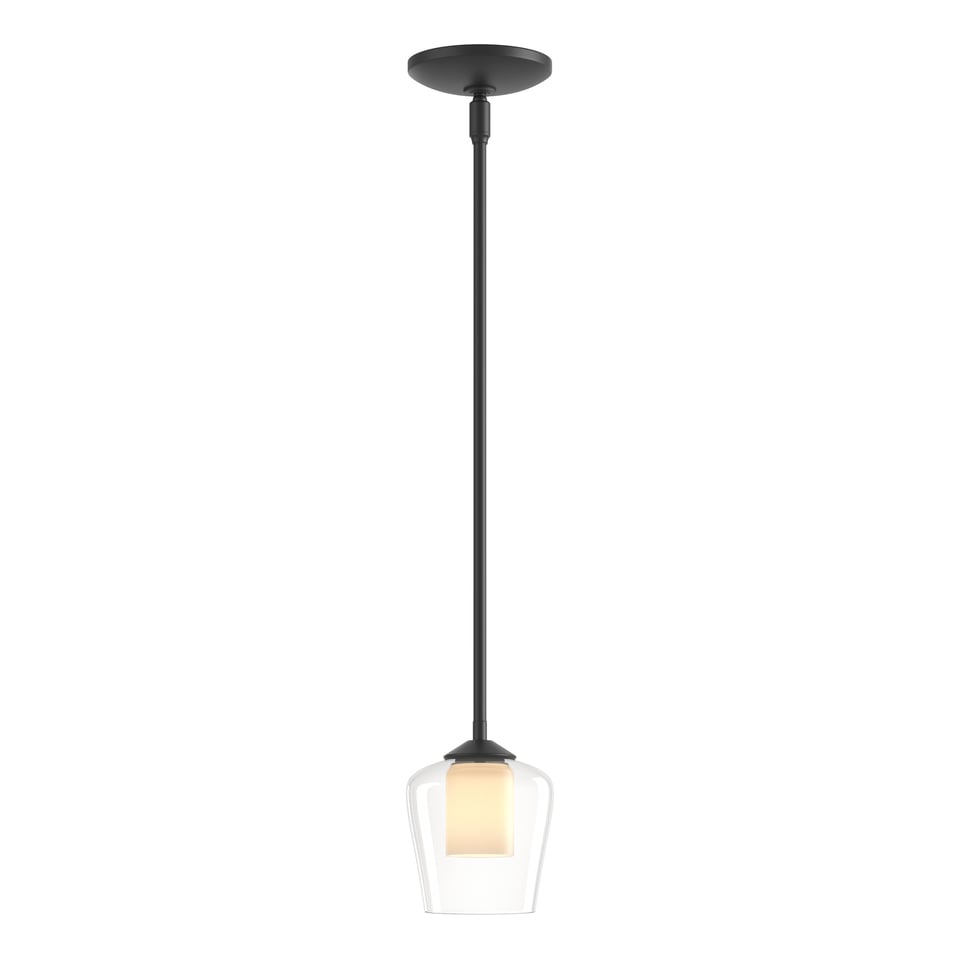 Hubbardton Forge Simple Mini Pendant Light, Handcrafted with Curved Glass, Adjustable 8.7" to 53.7" Höhe