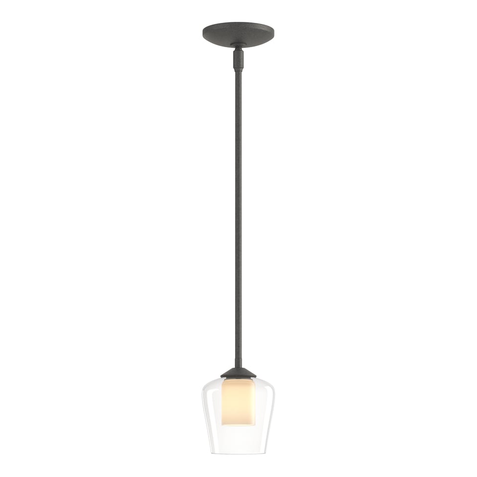 Hubbardton Forge Simple Mini Pendant Light, Handcrafted with Curved Glass, Adjustable 8.7" to 53.7" Höhe