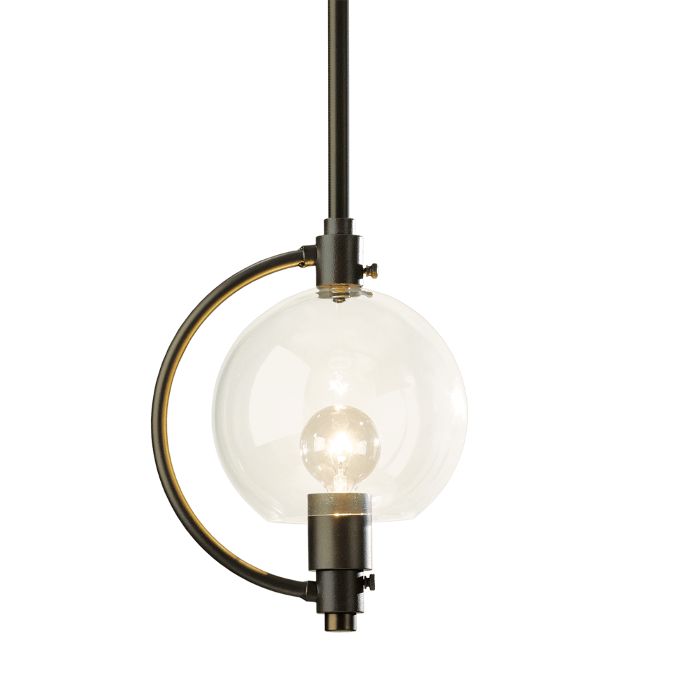 Hubbardton Forge Pluto Mini Pendant Light - Dimmable, Steel Construction, Adjustable Height, UL Damp Rated