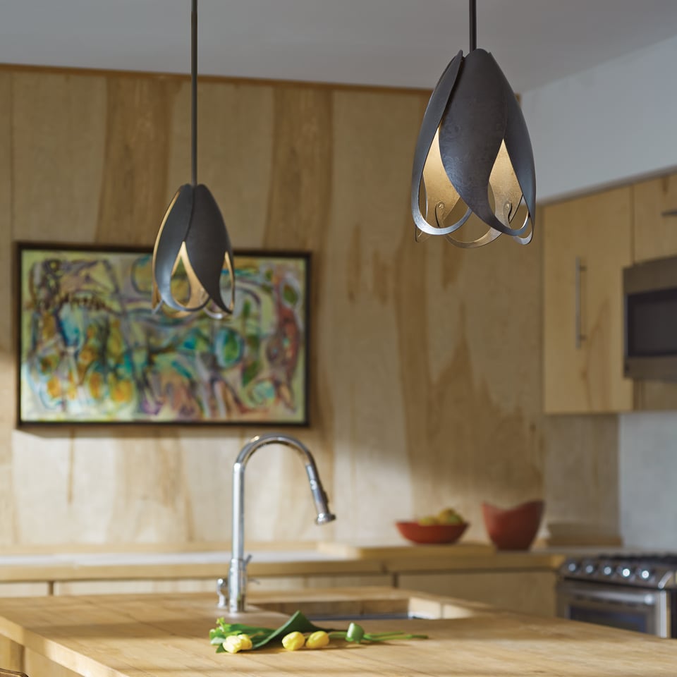 Hubbardton Forge Pental Mini Pendant Light, 13.1" Height, Dimmable, Customizable Finishes