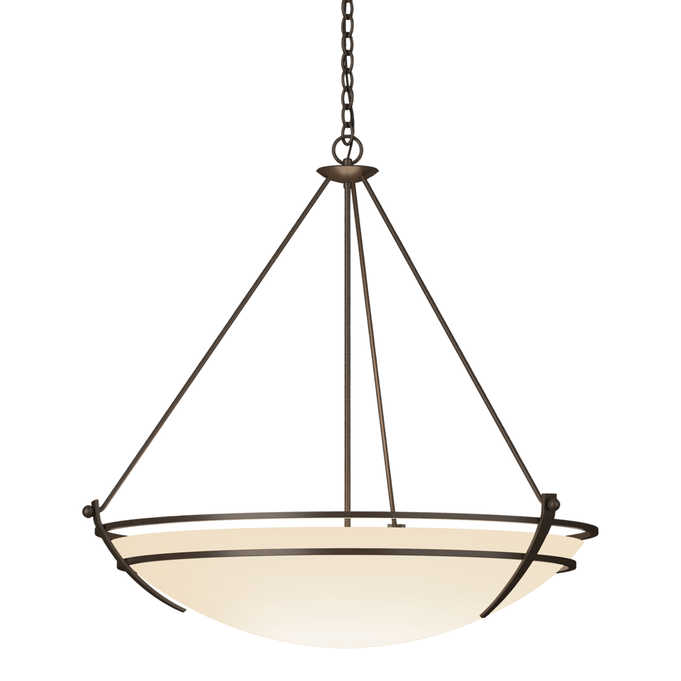 Hubbardton Forge Presidio Tryne 3-Light Large Scale Pendant with Opal Glass in Multiple Finishes