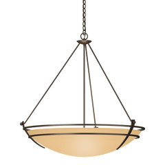 Hubbardton Forge Presidio Tryne 3-Light Large Scale Pendant with Opal Glass in Multiple Finishes