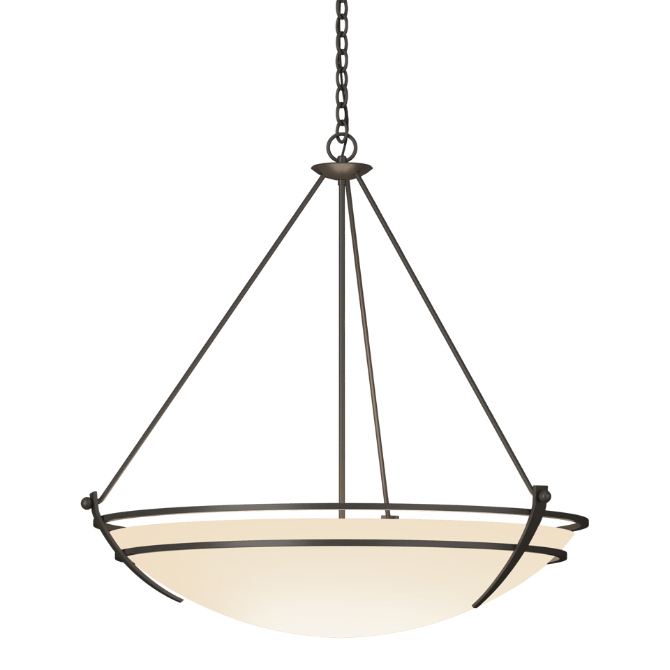 Hubbardton Forge Presidio Tryne 3-Light Large Scale Pendant with Opal Glass in Multiple Finishes