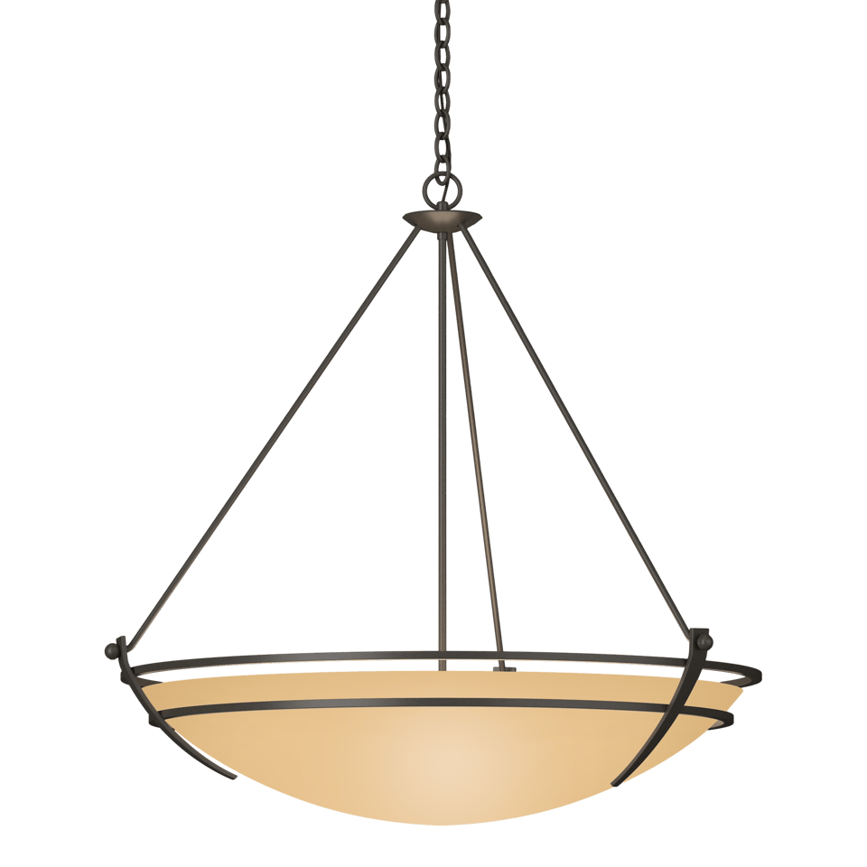 Hubbardton Forge Presidio Tryne 3-Light Large Scale Pendant with Opal Glass in Multiple Finishes