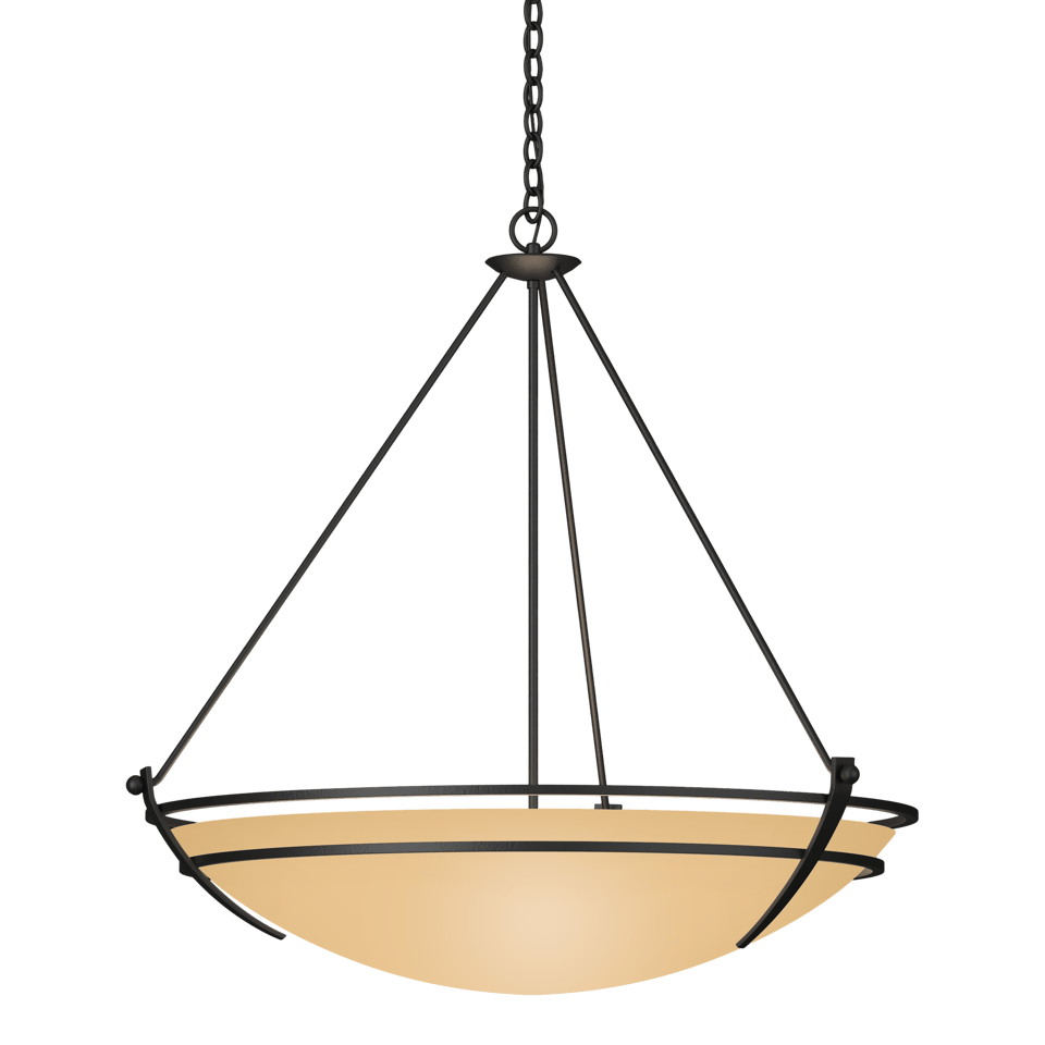 Hubbardton Forge Presidio Tryne 3-Light Large Scale Pendant with Opal Glass in Multiple Finishes