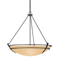 Hubbardton Forge Presidio Tryne 3-Light Large Scale Pendant with Opal Glass in Multiple Finishes