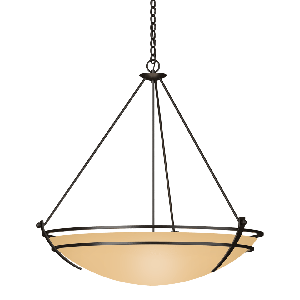 Hubbardton Forge Presidio Tryne 3-Light Large Scale Pendant with Opal Glass in Multiple Finishes