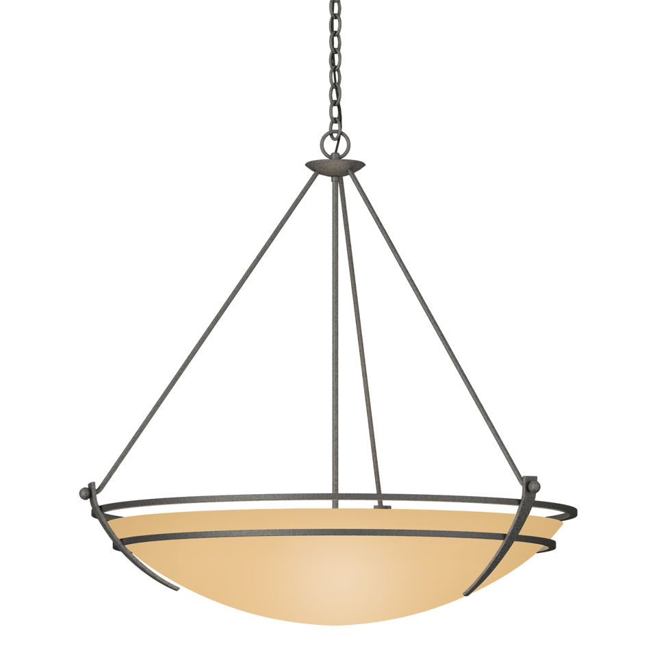 Hubbardton Forge Presidio Tryne 3-Light Large Scale Pendant with Opal Glass in Multiple Finishes