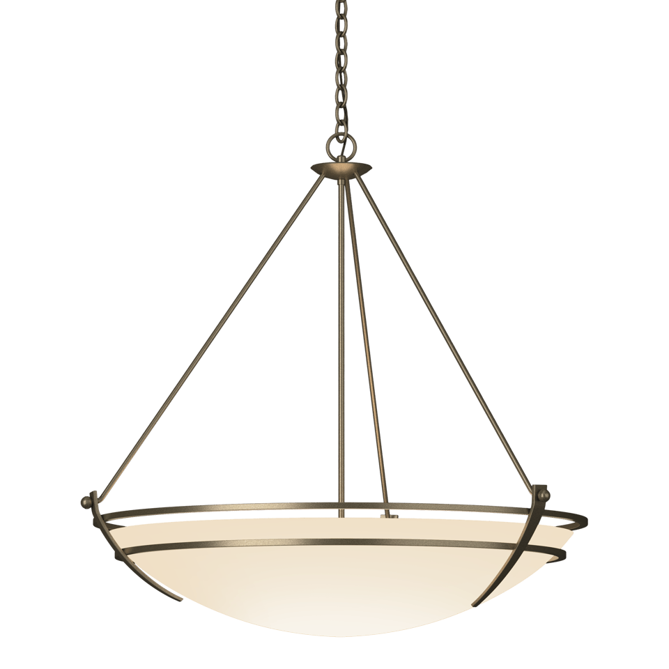 Hubbardton Forge Presidio Tryne 3-Light Large Scale Pendant with Opal Glass in Multiple Finishes