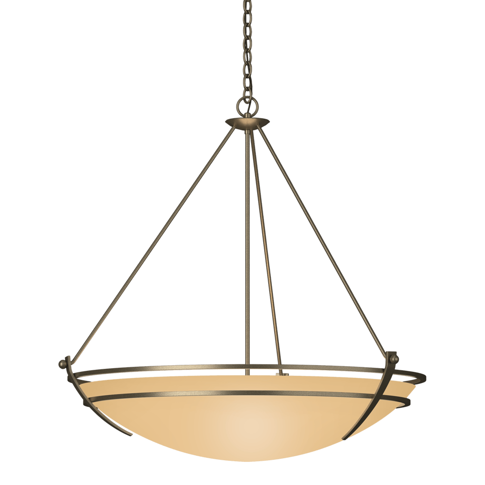 Hubbardton Forge Presidio Tryne 3-Light Large Scale Pendant with Opal Glass in Multiple Finishes