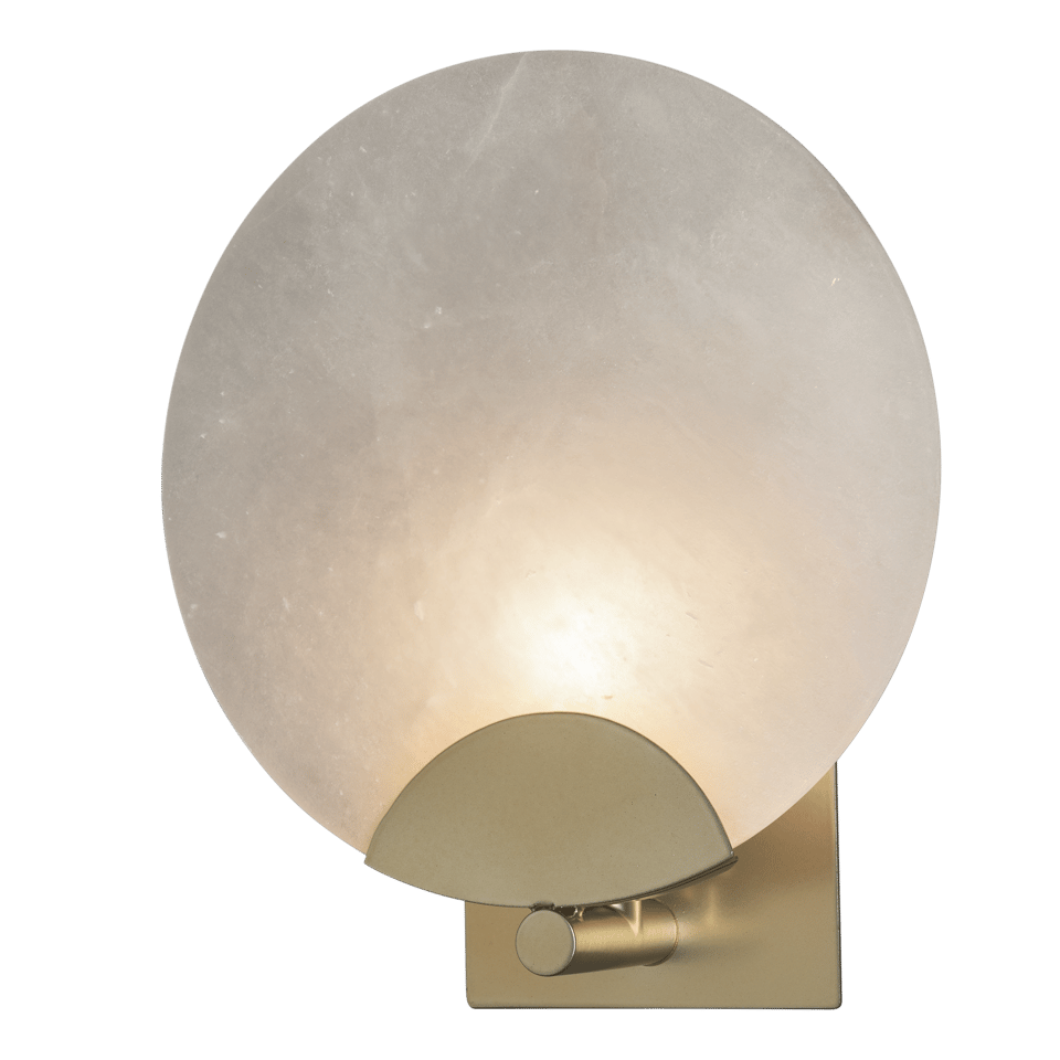 Callisto 1-Light Sconce by Hubbardton Forge, Dimmable, UL Damp Rated, Alabaster Stone, Various Finishes