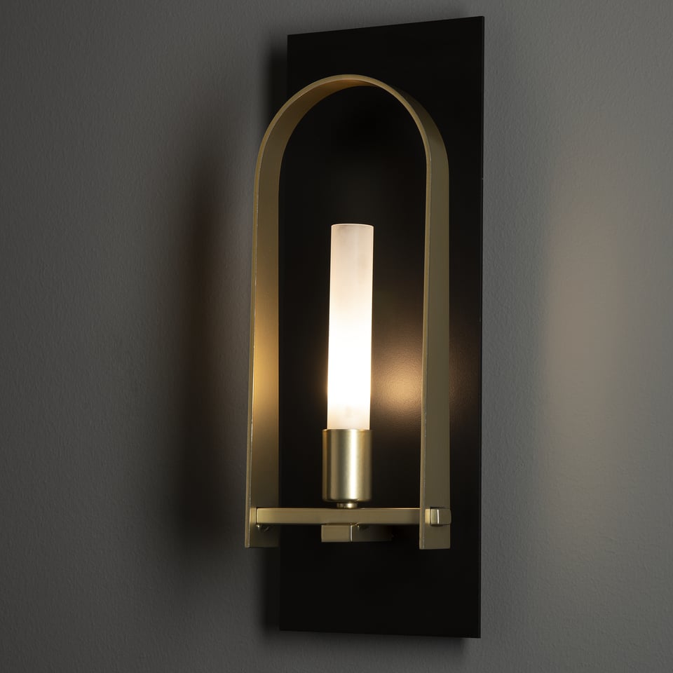 Hubbardton Forge Triomphe 1-Light Wall Sconce With Dimmable Functionality, 14.8" High, Frosted Glass Shade