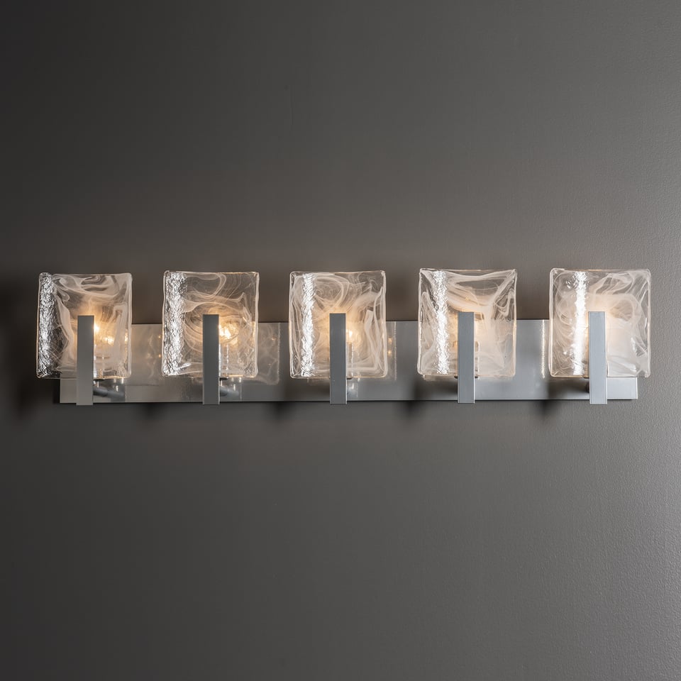 Hubbardton Forge Arc 5-Light Bath Sconce with Convex Glass Panels and Customizable Finish Options