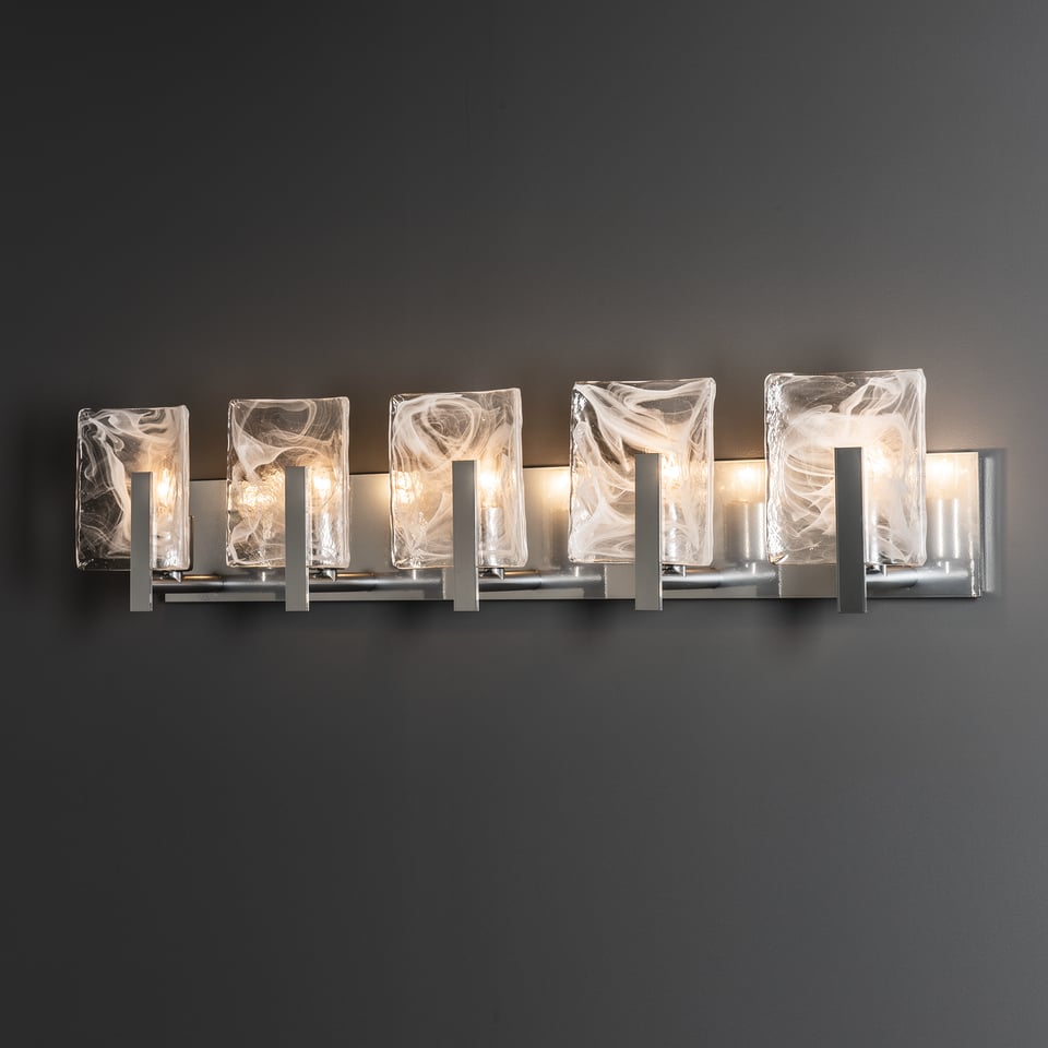 Hubbardton Forge Arc 5-Light Bath Sconce with Convex Glass Panels and Customizable Finish Options