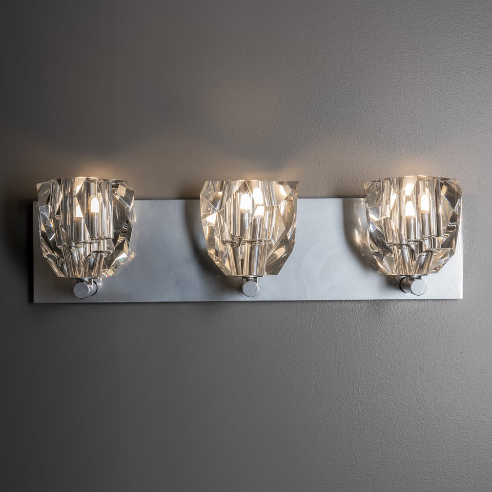 Gatsby 3-Light Bath Sconce With Dimmable Functionality & Hand-Cut Crystals by Hubbardton Forge