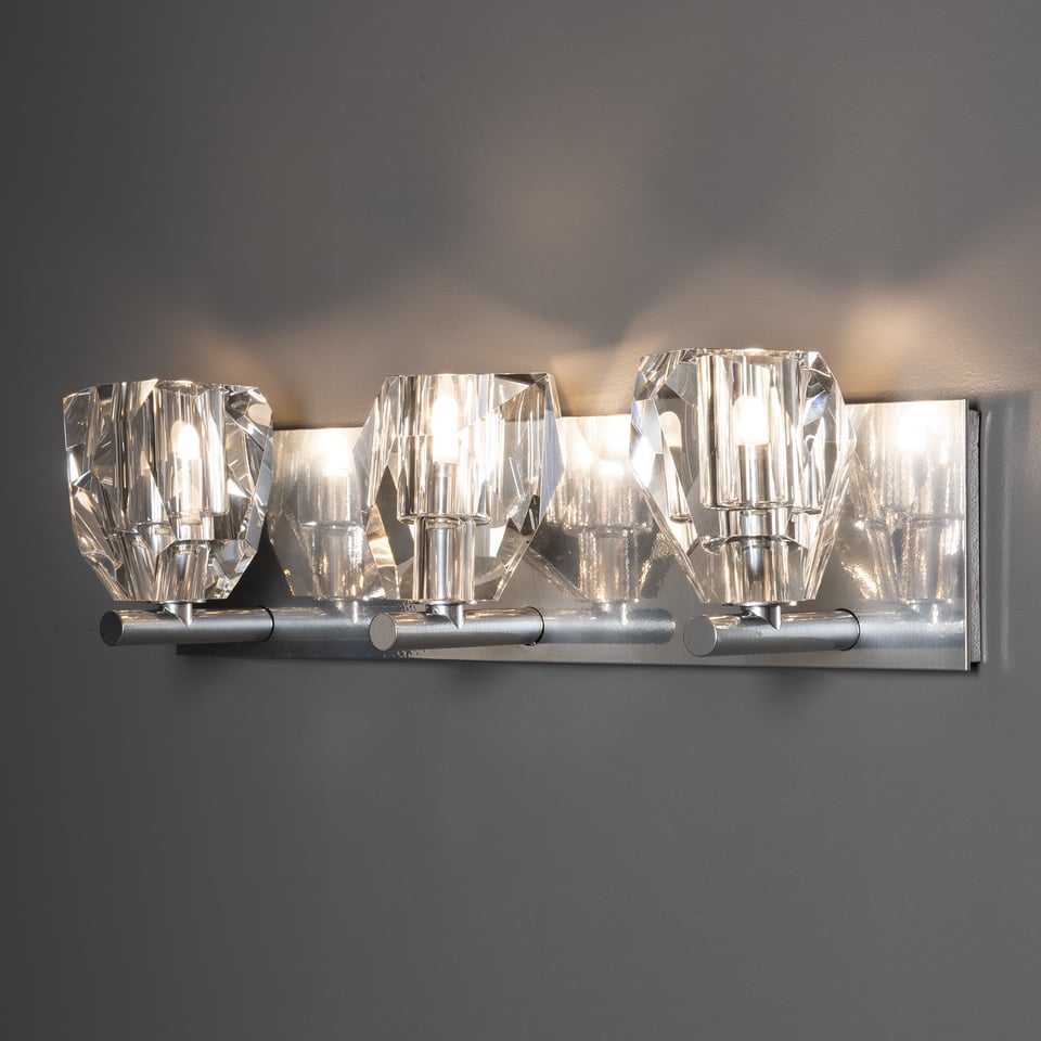 Gatsby 3-Light Bath Sconce With Dimmable Functionality & Hand-Cut Crystals by Hubbardton Forge