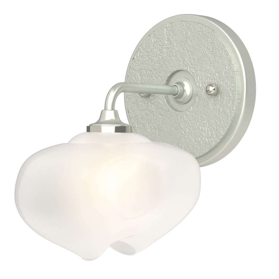 Ume 1-Light Curved Arm Bath Sconce by Hubbardton Forge - Dimmable Frosted Glass, UL Damp Rated