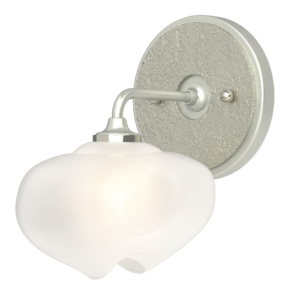 Ume 1-Light Curved Arm Bath Sconce by Hubbardton Forge - Dimmable Frosted Glass, UL Damp Rated