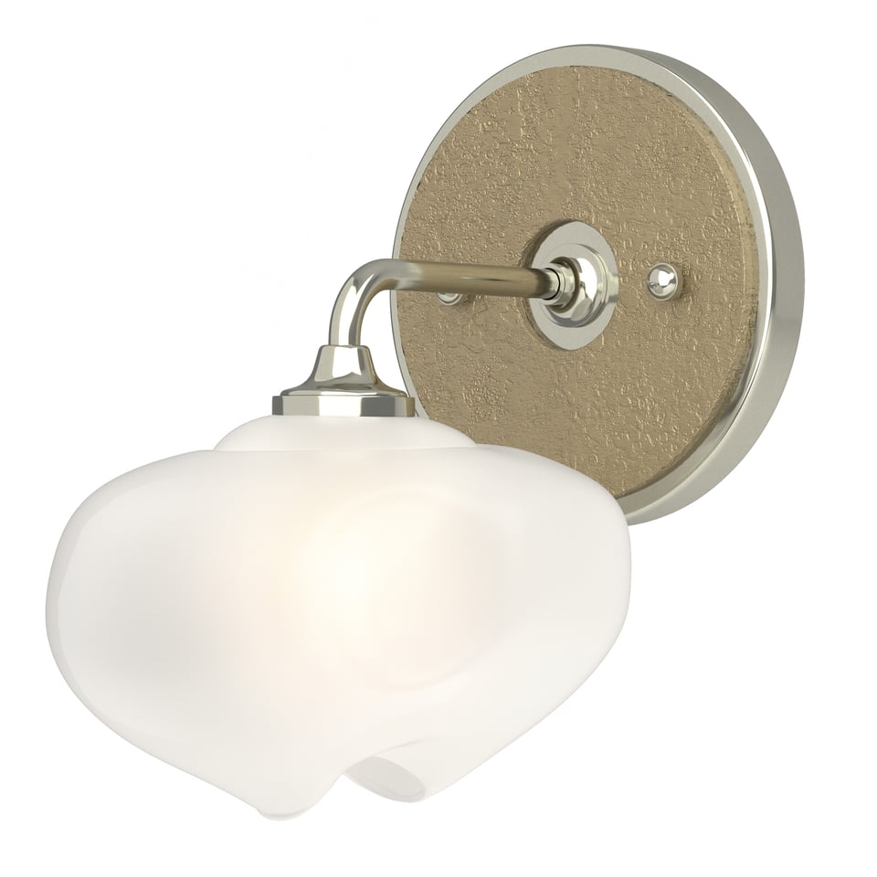 Ume 1-Light Curved Arm Bath Sconce by Hubbardton Forge - Dimmable Frosted Glass, UL Damp Rated