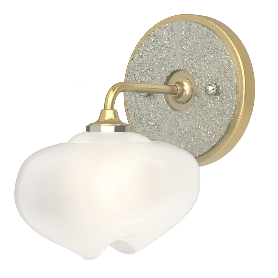 Ume 1-Light Curved Arm Bath Sconce by Hubbardton Forge - Dimmable Frosted Glass, UL Damp Rated